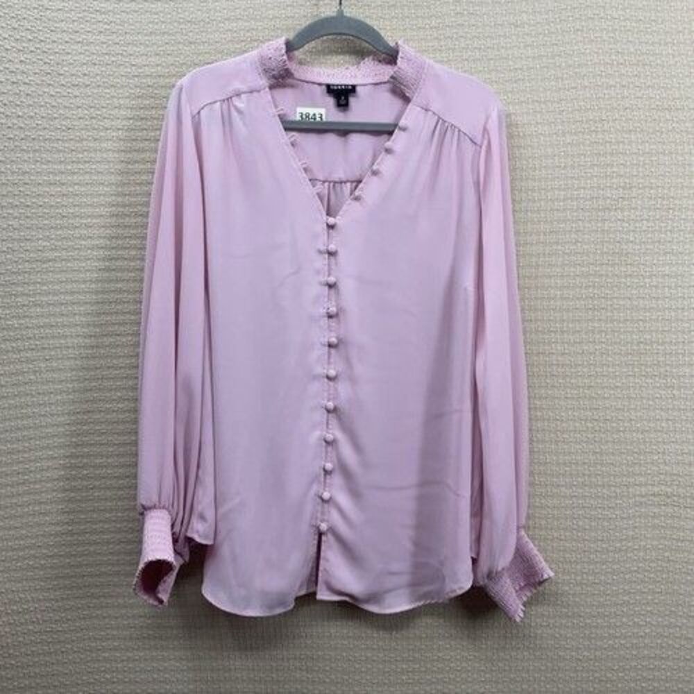 NWOT Torrid Mauve/Pink Georgette Smocked Blouson Sl V-Neck Blouse Women 2X China